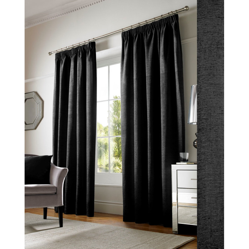 Juanita Semi Sheer Curtain, Black, 167 W x 137 D cm