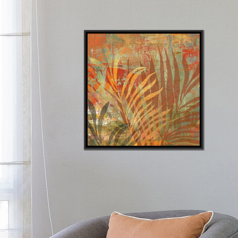 « palma », impression sur toile, H 18 po x l 18 po x P 1,5 po, Toile avec cadre noir, Pas de tapis