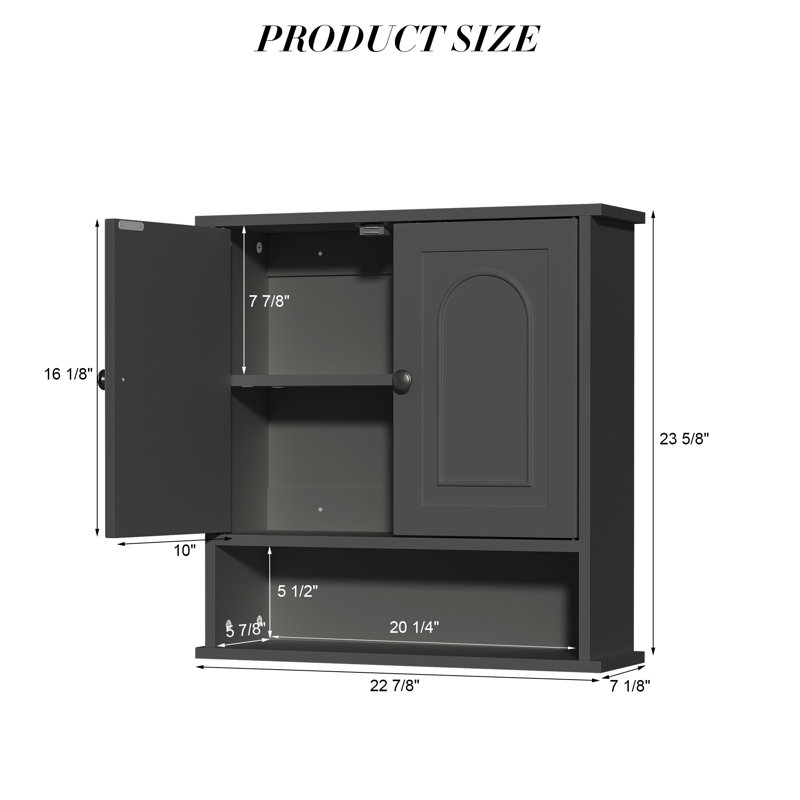 Armoire de salle de bain murale blanche, Noir