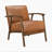 Cranbury 27.5" Mid-Century Modern Square Arms Accent Chair - Easy-Care Faux Leather Upholstery, Durable Solid Rubberwood Frame