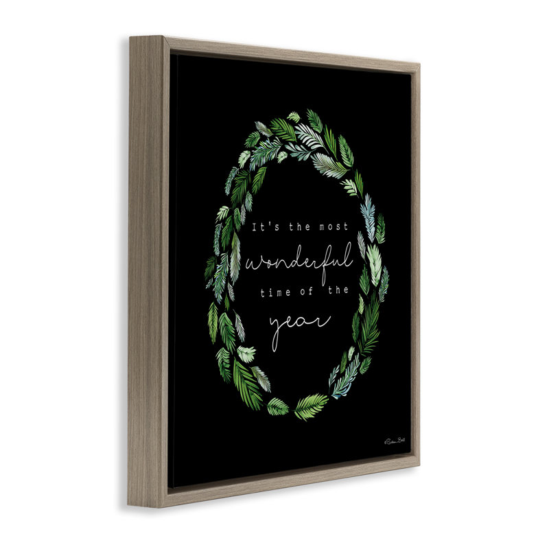 «Minimal Holiday Wreath», art mural sur toile par Susan Ball, H 18 po x l 18 po, Cadre flottant orme Montalcino
