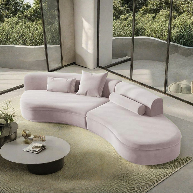 Canapé léger de style incurvé de luxe, Rose, Orienté à droite