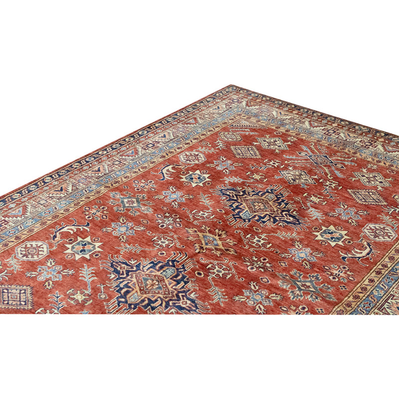 Tapis unique rouge / bleu / beige noué à la main de haute qualité