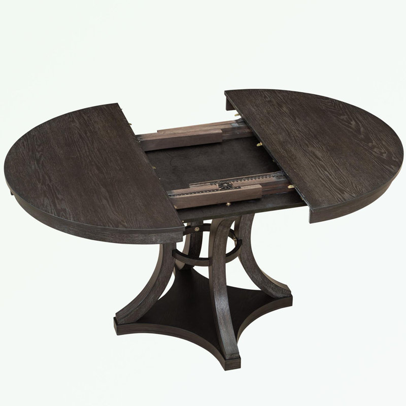 Ensemble de table de salle à manger 5 pièces avec table ronde extensible et 4 chaises rembourrées, Espresso