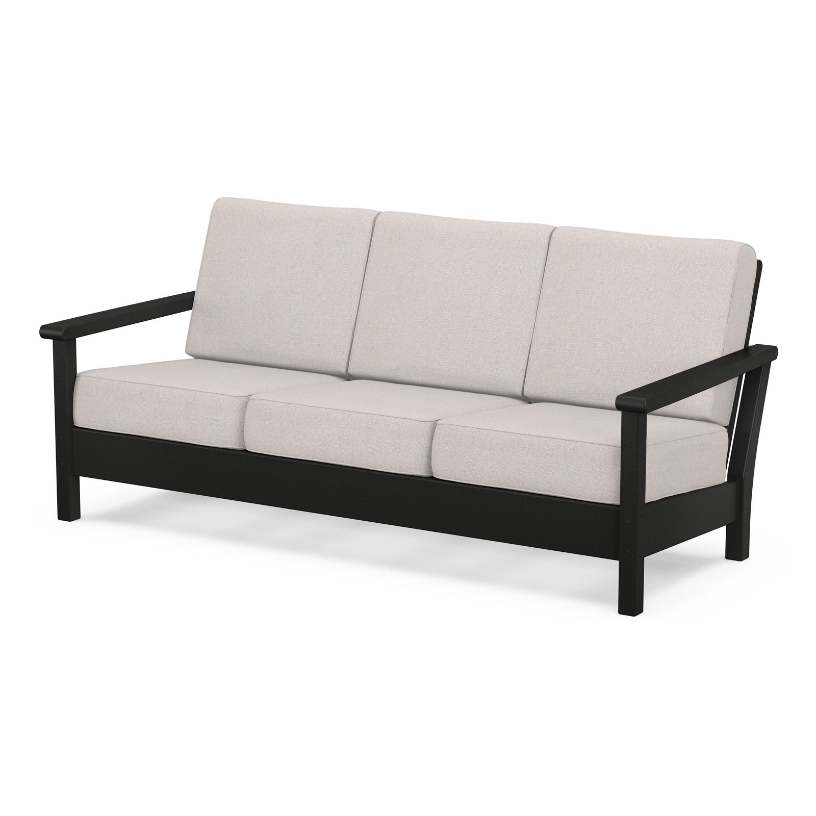 POLYWOOD® Harbour 75" Sunbrella® Patio Sofa, Dune Burlap, Black