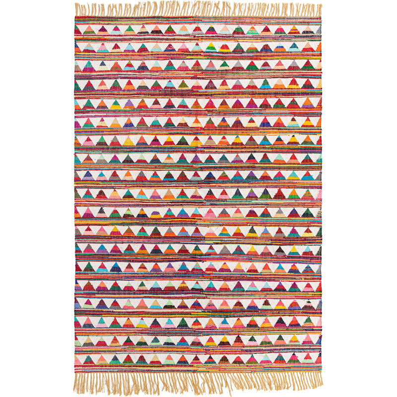 Cotton Geometric Indoor Rug, Rectangle 8' x 11'