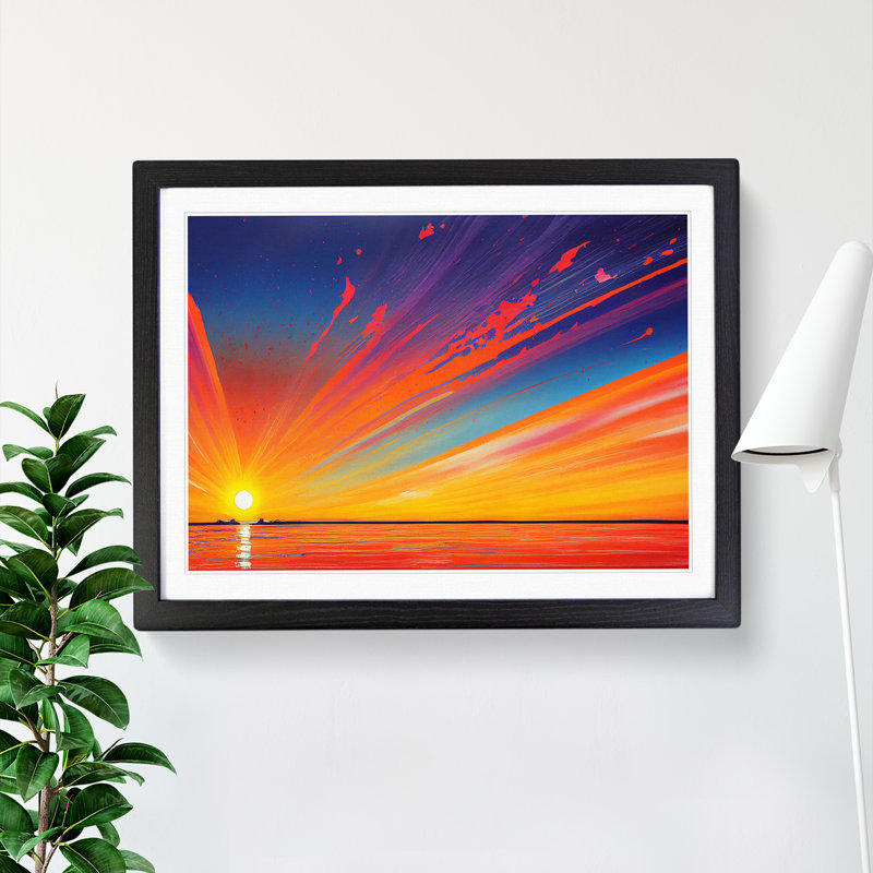 XH1022-8625X Sunset Splash Vol.2 1 Piece Single Picture Frame Wall Art, 25cm H x 34cm W x 2cm D, Black Framed