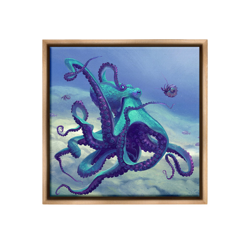 "Vivid Underwater Octopus" par Vlad Mel sur toile, Cadre flottant orme Montalcino, H 17 po x l 17 po