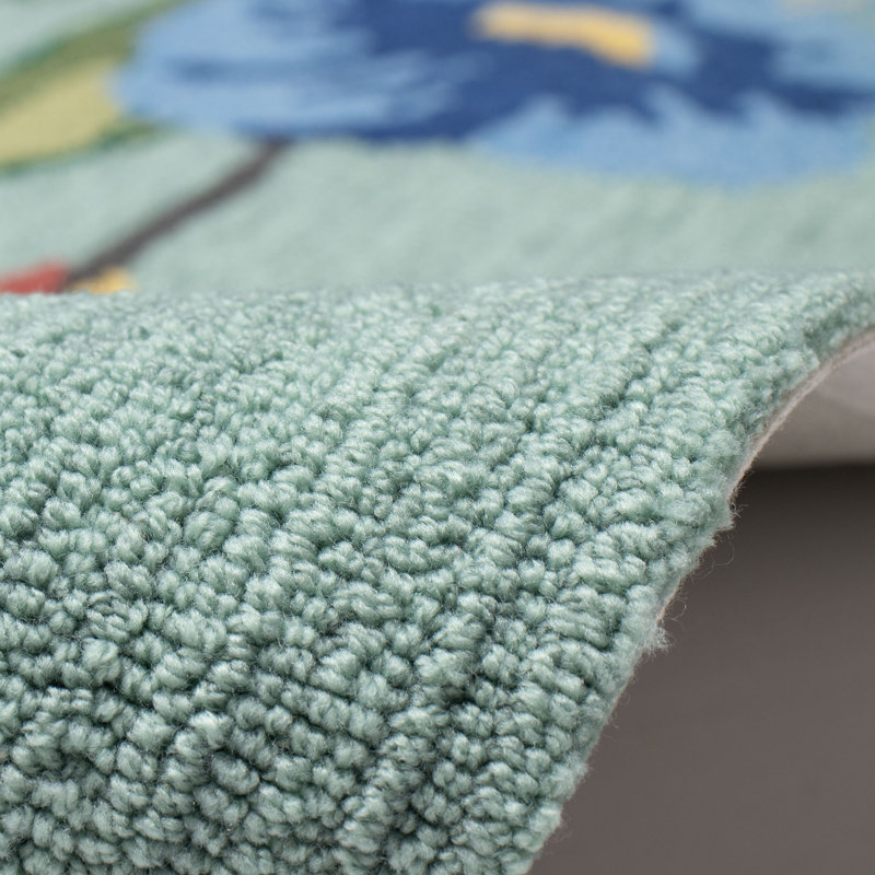 Ismay Synthetic Water Resistant Kitchen Mat, Rectangle 2'6" x 4', Blue/Orange