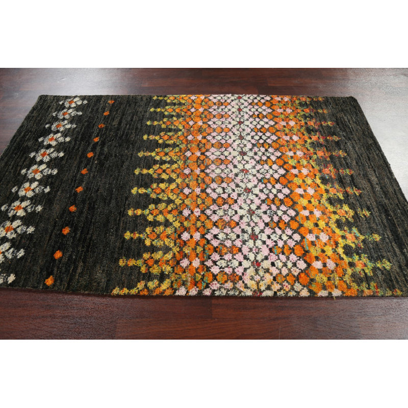 Tapis marocain en jute / laine marocaine noué à la main 5 x 8