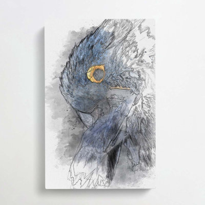 A Blue Parrot In Abstract - Wrapped Canvas