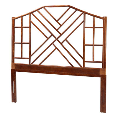 Bali & Pari Kachiri Marbled Tortoise Natural Rattan Headboard - Handcrafted Coastal Boho Style Bedroom Backdrop, King