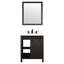 28 po Miroir, meuble-lavabo de salle de bain brun, comptoir en quartz blanc - teinture de construction, meuble-lavabo, comptoir, robinet et miroir