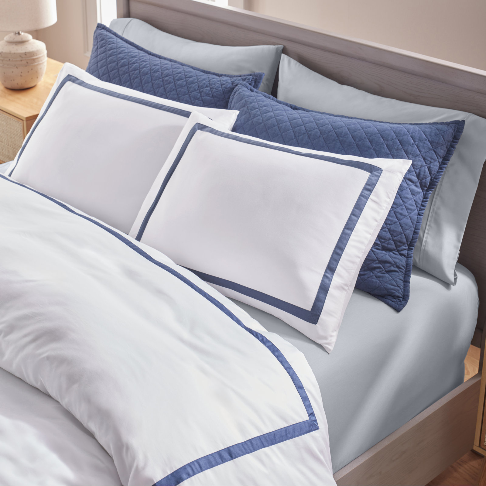 Danfield Cotton Sateen Pillowcase Set, Stormy Blue, King