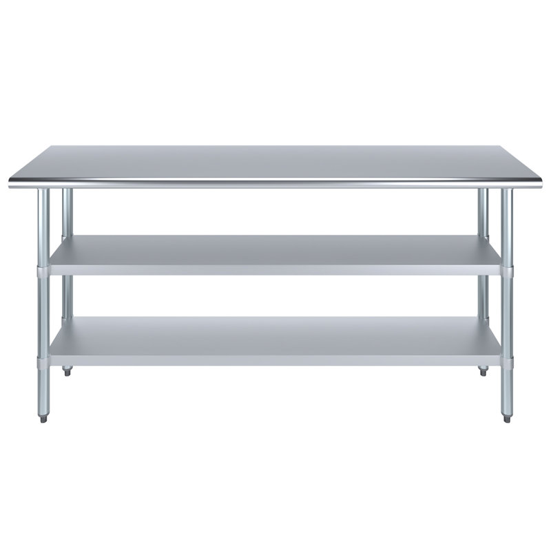 72" Stainless Steel Work Table with Galvanized Shelves