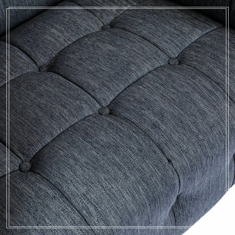 Davidjoe 89.75" Square Arm Sofa, Accent Sofa, Charcoal Fabric