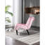 Élégante chaise d'appoint en velours rose avec bordure passepoilée - Décoration intérieure et chambre à coucher avec pieds en bois-1336302304