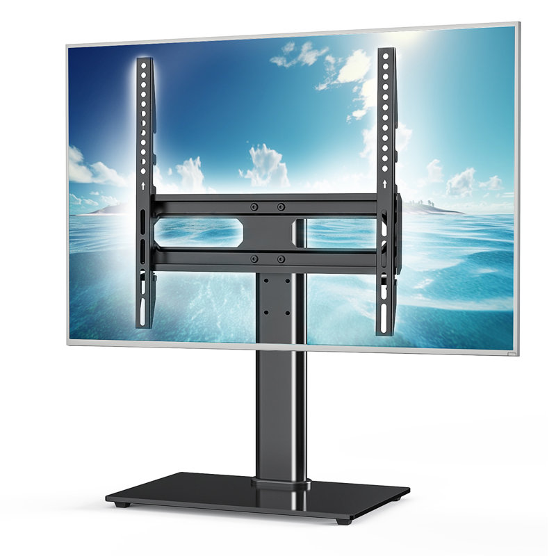 Black Adjustable Height Universal Rotating TV Stand