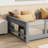 Twin Size Floor Platform Bed with Built-in Book Rack, Wooden Montessori Bed Frame with Guardrails for Kids Room,Grey-225077645