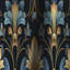 Motif damassé doré et bleu de luxe - Rideau Ikat - Rideau occultant en damas - 1 panneau-107539467