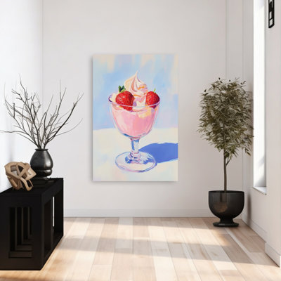Strawberry Milk Shake Colorful Retro Vibrant Wall Art