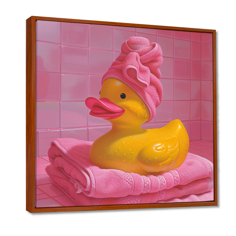 «Spa Day», salle de bain en caoutchouc Ducky, Toile avec cadre flottant brun, H 36 po x l 36 po x P 1,5 po