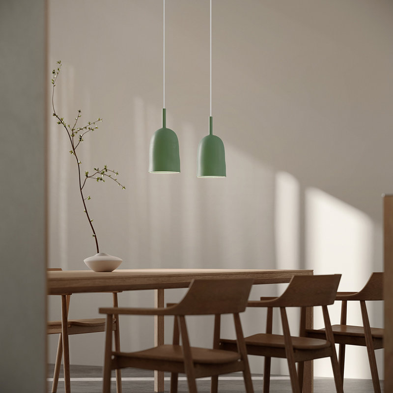 Vessel Pendant Light, Sage, 21" H x 14.5" W x 9" D, White