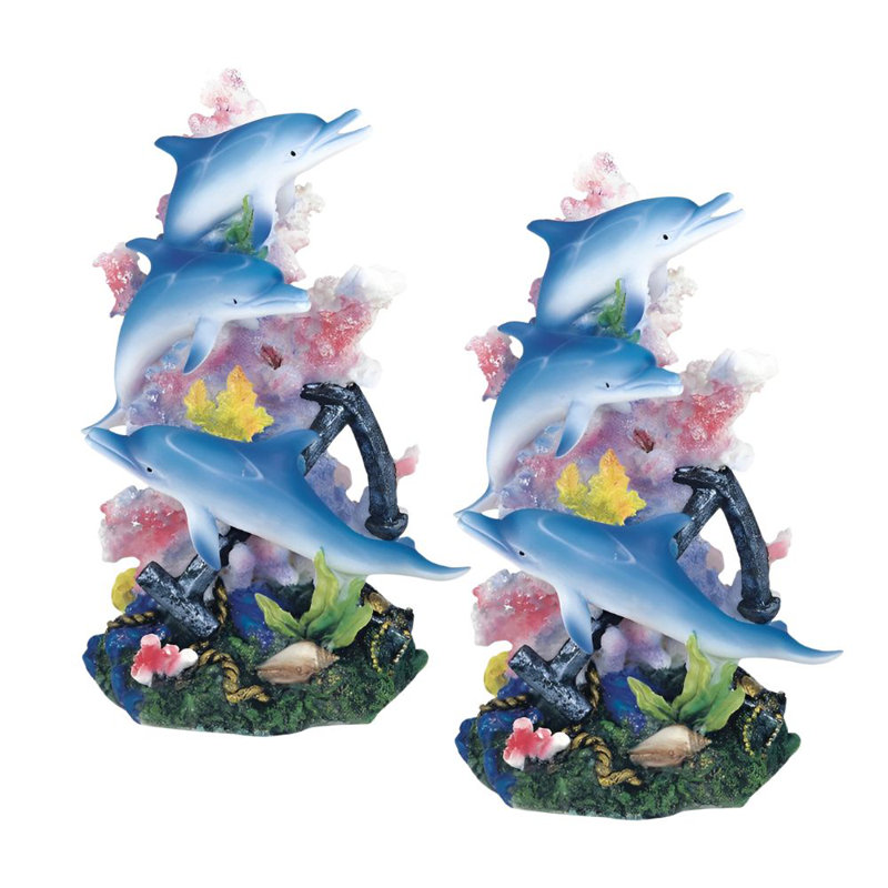 "Ensemble de 2 pièces" ICE ARMOUR 9 "H dauphins bleus nageant autour de corail rose