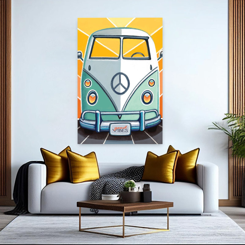 Art rétro fantaisiste Van Life, H 60 po x l 40 po