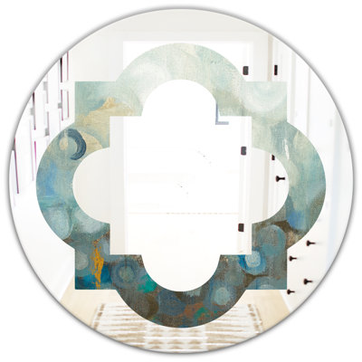 Quatrefoil Dots on Glass II Modern Frameless Wall Mirror