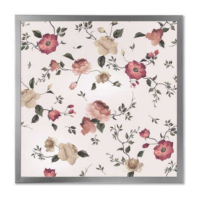 " Vintage Roses On Old Pink " Painting Print