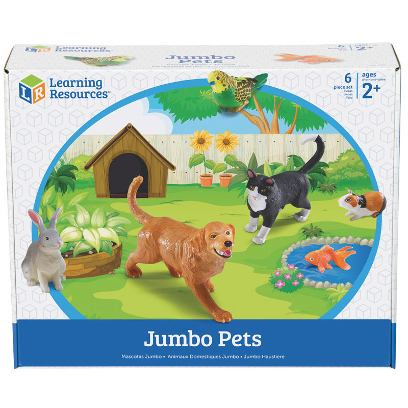 Jumbo Domestic Pets Set with 6 Colorful Animals
