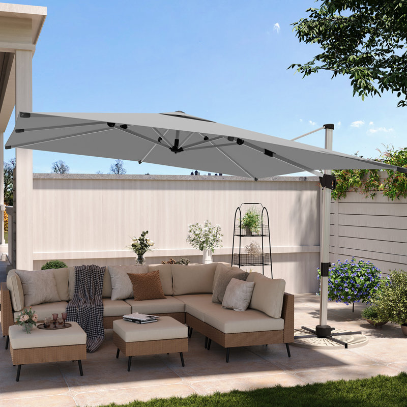 Parasol extérieur en porte-à-faux pour patio 11 pi 132 po Gentle Chic, Gris