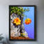 Art mural rétro noir avec fleurs colorées et impressions rétro-934961951
