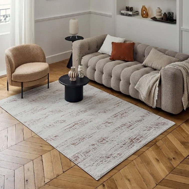 Carmel Modern Abstract Cream/Orange Area Rug