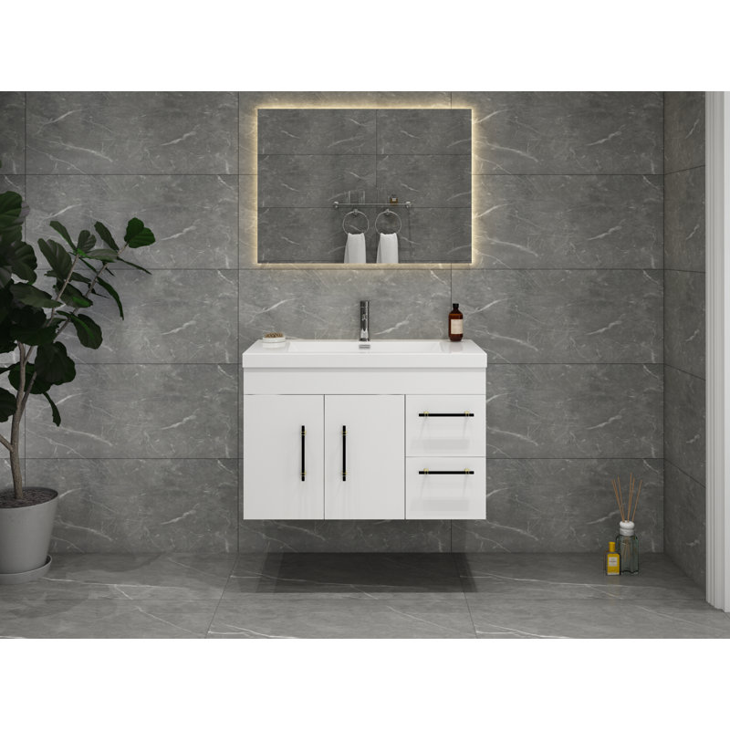 Ensemble de meuble-lavabo simple 36 po Carliss, Blanc, Noir