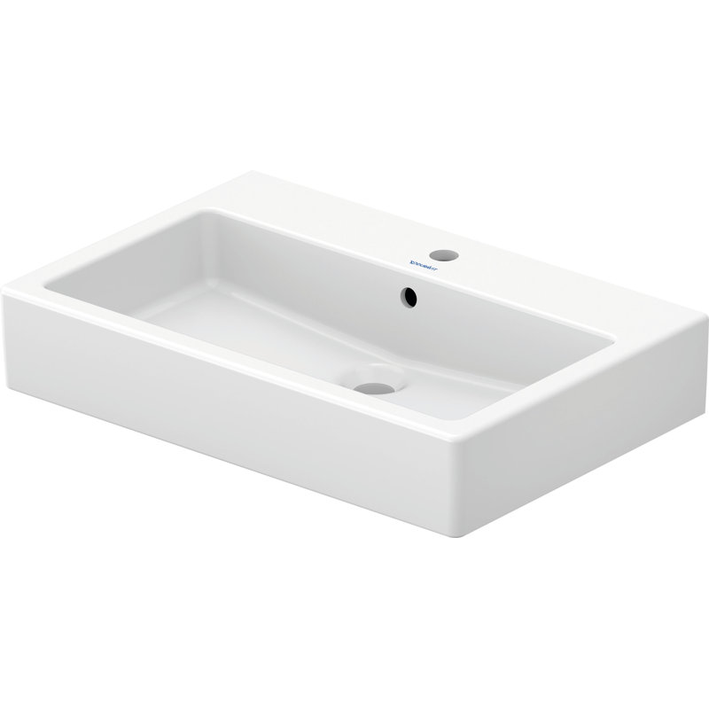 Duravit Vero Ceramic Rectangular Vessel Bathroom Sink with Overflow, Yes, Single