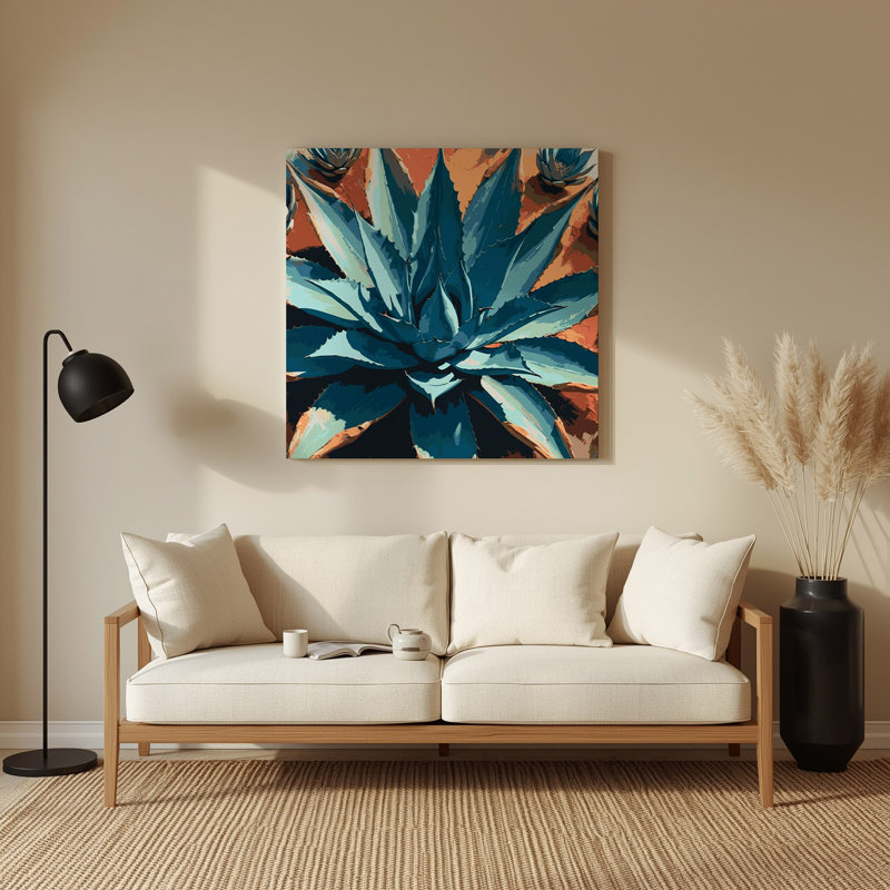 «Southwestern Plants Agave Plant 146», art mural gris en métal, H 144 po x l 144 po x P 0,05 po