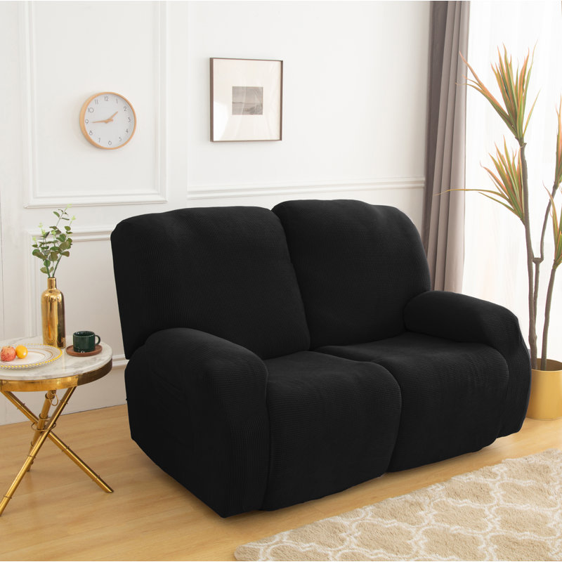 Housse pour fauteuil inclinable à coussins carrés/rectangulaires, Mélange de polyester noir