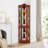 Corner Curio Cabinet Withs, Adjustable Tempered Glass Shelves, Mirrored Back, Display Cabinet,Walnut(E26 Bulb Not Included)