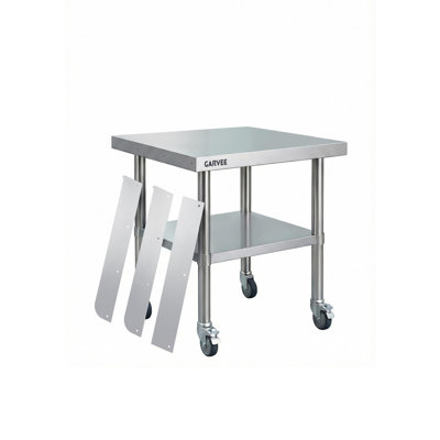 Table de travail en acier inoxydable avec roulettes pour la maison, le garage du restaurant