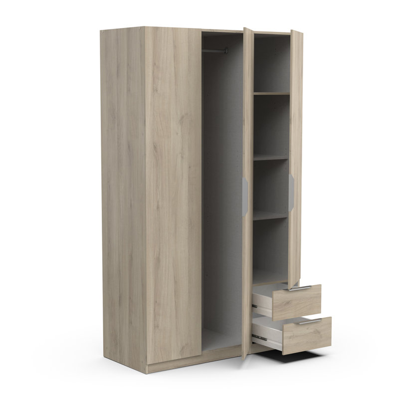 Nooran 3 Door Wardrobe, Brown