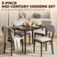 Ensemble de salle à manger 5 pièces Mid-Century moderne pour 4 personnes - table en noyer et chaises gris clair