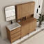  Ensemble de meuble-lavabo double autoportant 72 po avec comptoir en résine et armoire murale 24 po Bellmead-1501178109