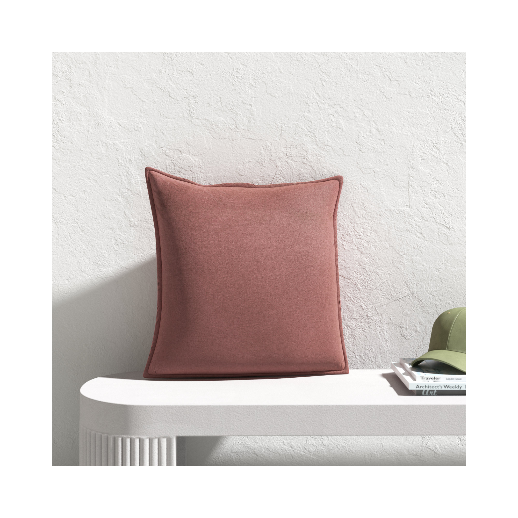 Edgar 100% Cotton Throw Pillow, Brick Red, Down, 20"H x 20"W