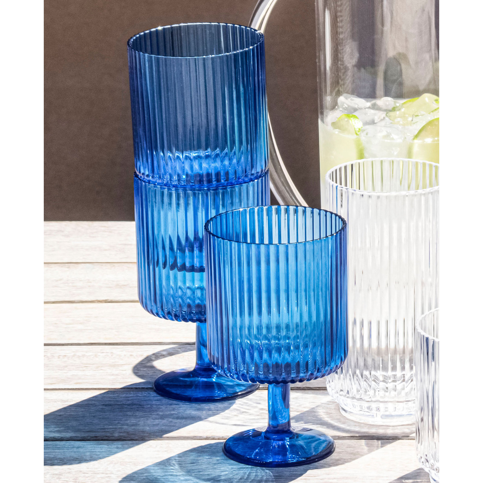 Laya Fluted Acrylic Goblet, Blue