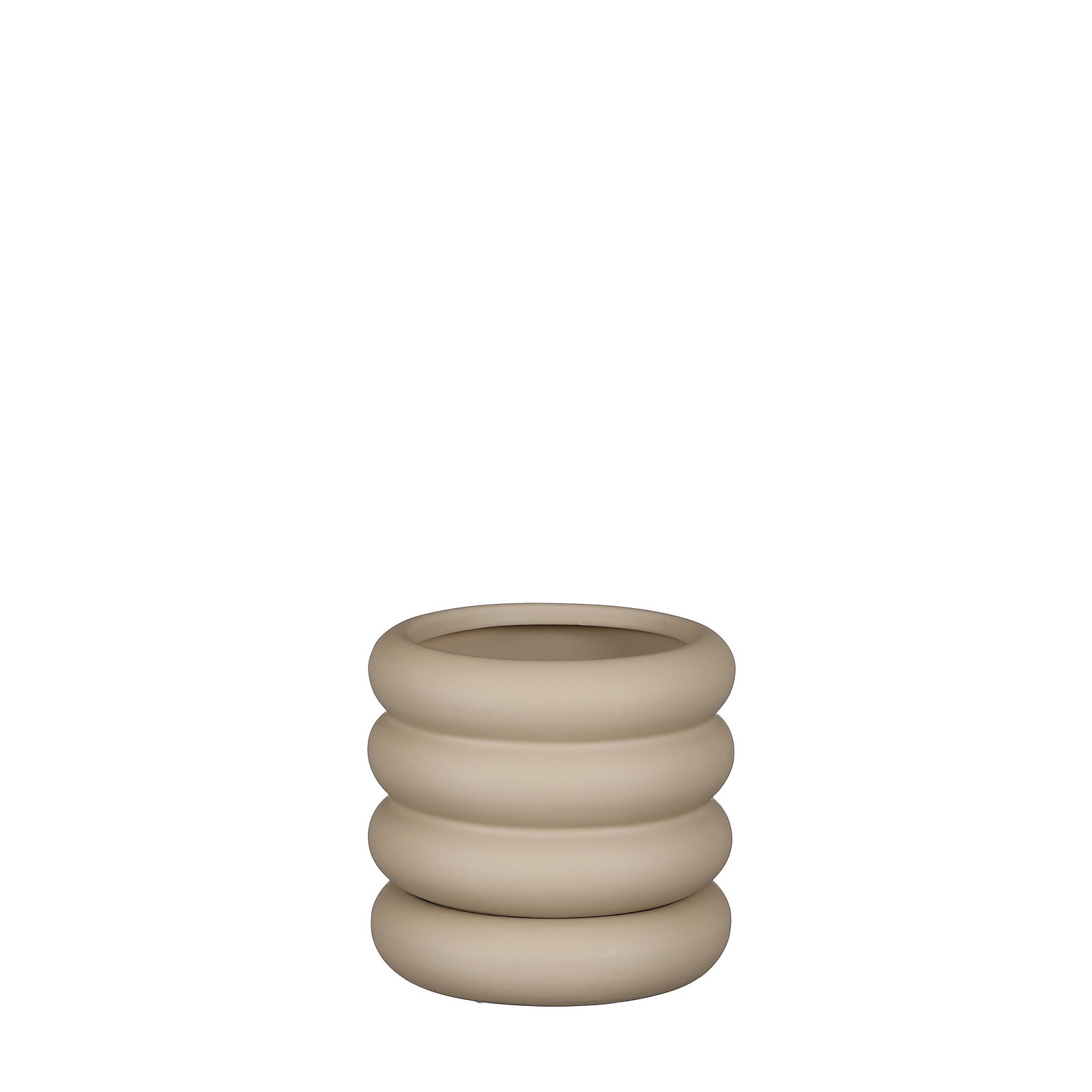 Handmade Ceramic Pot Planter, 5" H x 5.3" W x 5.3" D, Beige