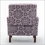 Fauteuil en mélange de polyester à motifs avec structure en bois de bouleau massif, pieds fuselés et rembourrage en mousse confortable pour le salon ou le bureau