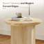 Wooden Round Side Table With Geometric Vertical Base