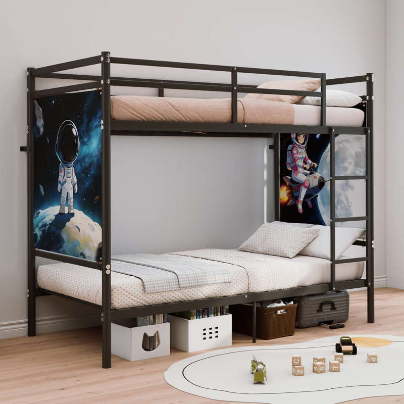 Lit gain de place avec rangement, cadre en métal de 197 cm, style moderne pour maison familiale